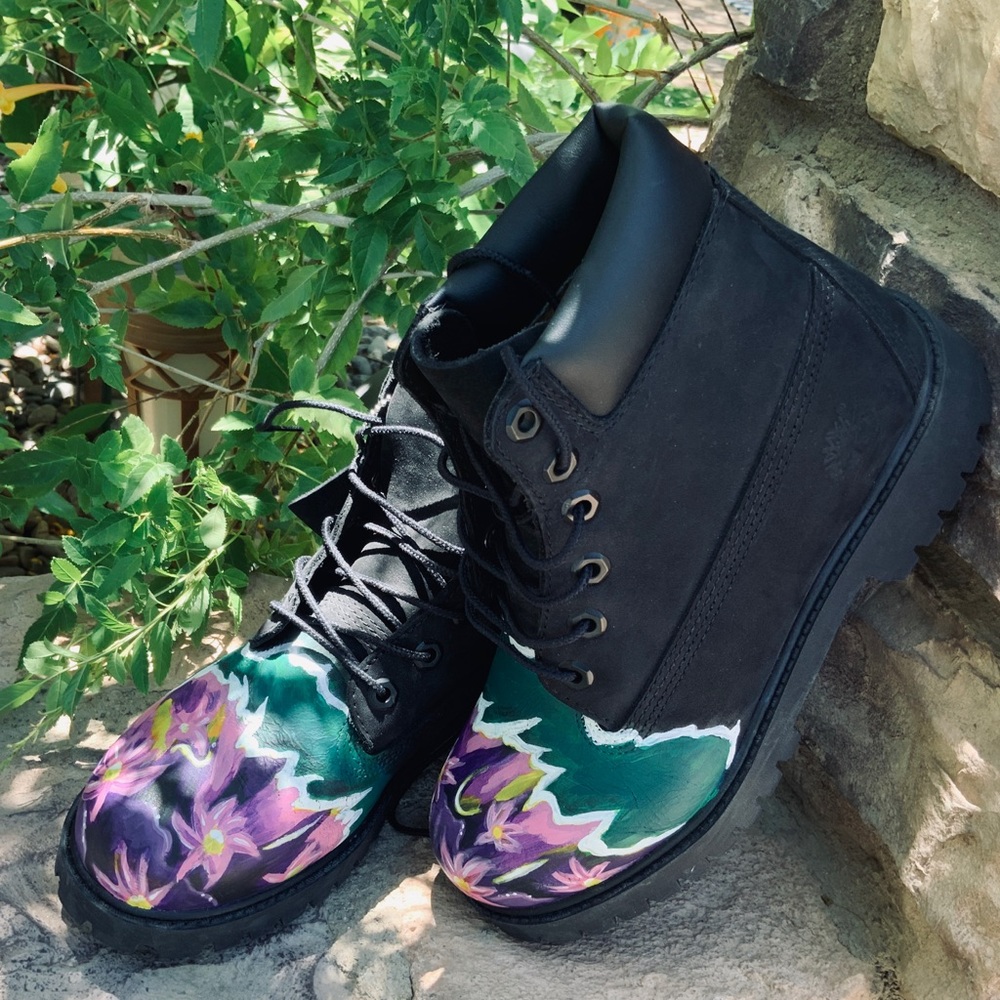 Timberland suede custom painted ankle boots